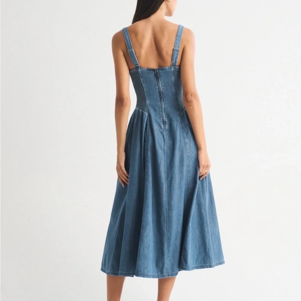 A&F Bra-Free Dylan Midi Dress in Medium Wash, NWT, size S - Picture 3 of 8
